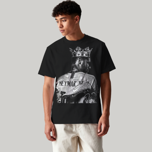 Camiseta Oversized Rei Futebol Brasileiro Arte Preto e Branco | DTF Premium - Imagem 2