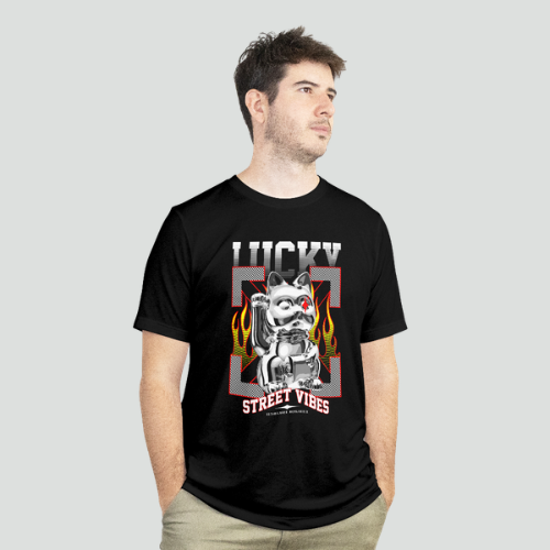 Lucky Cat Street Vibes | Camiseta Oversized Streetwear DTF - Imagem 2