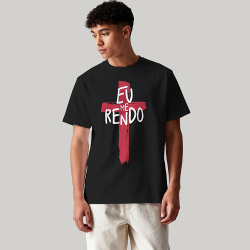 Camiseta Gospel Oversized Eu Me Rendo Cruz | DTF Premium - Imagem 2