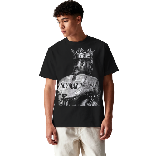 Camiseta Oversized Rei Futebol Brasileiro Arte Preto e Branco | DTF Premium