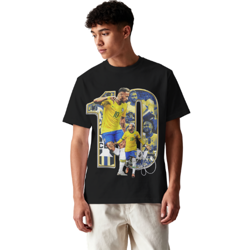 Camisa 10 Gold Brasil | Camiseta Oversized Arte Dourada DTF
