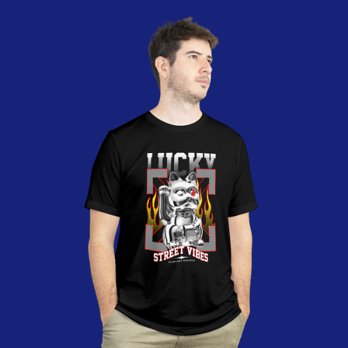 Lucky Cat Street Vibes | Camiseta Oversized Streetwear DTF - Imagem 4