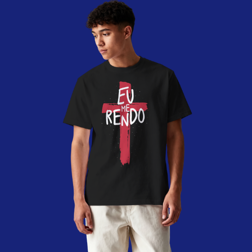 Camiseta Gospel Oversized Eu Me Rendo Cruz | DTF Premium - Imagem 4