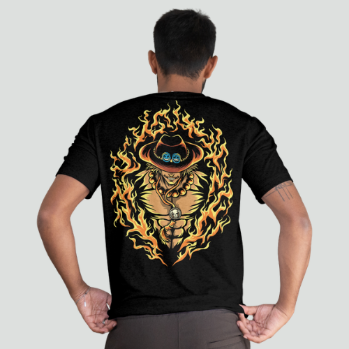 Camiseta Anime Pirata Chamas DTF Premium | TML - Imagem 2
